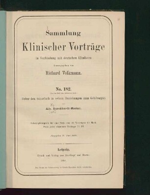 Ueber den Scharlach in seinen Beziehungen zum Gehörorgan
