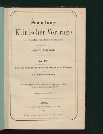 Ueber den Scharlach in seinen Beziehungen zum Gehörorgan