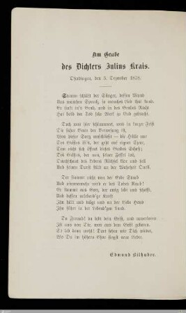 Am Grabe des Dichters Julius Krais