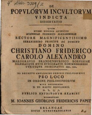 De Popvlorvm Incvltorvm Vindicta Dissertatio