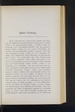 Zehnte Vorlesung. Trepanation. Schussverletzungen des Rückenmarkes