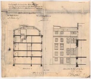 Villa von der Heydt, Berlin-Tiergarten. Zum Projekt gehörend: Böhmer & Petrich, Villa von der Heydt, Berlin-Tiergarten Umbau: 2 Schnitte 1:100