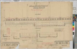 Revisionszeichnung: Güterzug-Lokomotivschuppen auf Bahnhof Hamm: Ansichten, Grundrisse, o. M. Hgl, Sknr.: 2, Fanr.: 1, Bunr.: 2