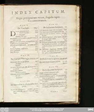 Index Capitum, Atque praecipuarum rerum, singulis capitibus contentarum.