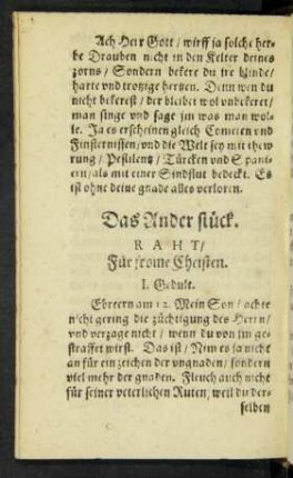 Das Ander stück. Raht/ für frome Christen.