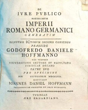 De Ivre Pvblico Potissimvm Imperii Romano Germanici Generatim