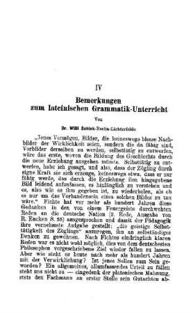 Bemerkungen zum lateinischen Grammatik-Unterricht