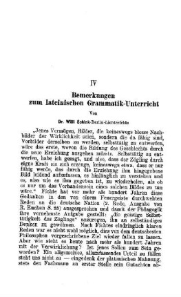 Bemerkungen zum lateinischen Grammatik-Unterricht