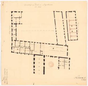 Berlinisches Gymnasium (Graues Kloster), Berlin: Grundriss eines Teils des Lagerhauses 2. OG