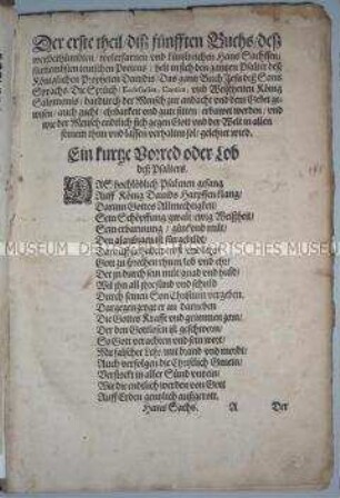 Hans Sachs, Gesammelte Werke, Bd. 5 (unvollständig)