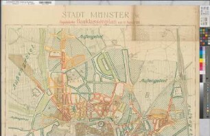 Münster (Münster) abgeänderter Bauklassenplan 1928 1 : 5000 166 x 104 Farbdruck: C. G. Blanckertz, Düsseldorf Stadtvermessungsamt Regierung Münster Nr. 6458