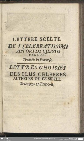 Lettere Scelte. Lettres Choisies