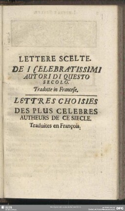 Lettere Scelte. Lettres Choisies