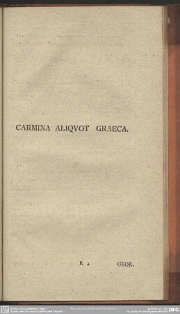 Carmina Aliquot Graeca