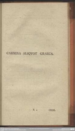 Carmina Aliquot Graeca