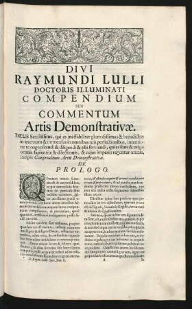 Divi Raymundi Lulli Doctoris Illuminati Compendium Seu Commentum Artis Demonstrativae