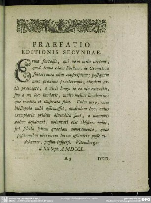Praefatio Editionis Secundae