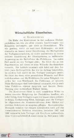 Wirtschaftliche Einzelheiten