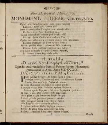 Nro XI. Jovis 18. Martii 1751.