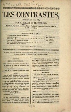 Les contrastes : comédie en un acte