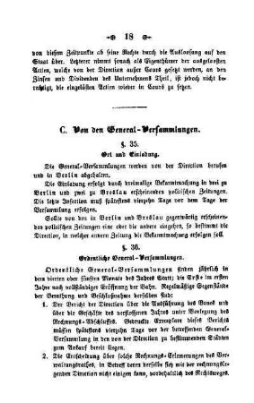 C. Von den General-Versammlungen