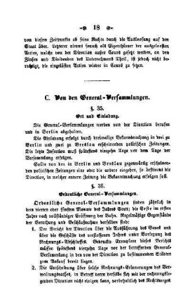 C. Von den General-Versammlungen