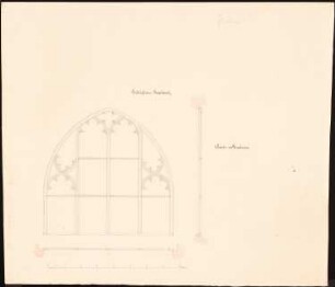 Schloss Romolkwitz: Fenster im Glashaus in Grundriss, Aufriss, Schnitt, Maßstabsleiste