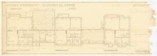 Gesamtbebauungsplan Ankara Ankara Kooperatifi. Haustypen: Typ D2, DIYARBEKIR, Reihenhaus (Kettenhaus) 5 Zimmer, Grundriss Kellergeschoss, Erdgeschoss und Obergeschoss 1:50