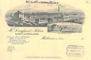 Briefbogen der Schrott- und Metallwerke M. Dreyfuss&Söhne, Salzstraße 136 mit Firmenansicht