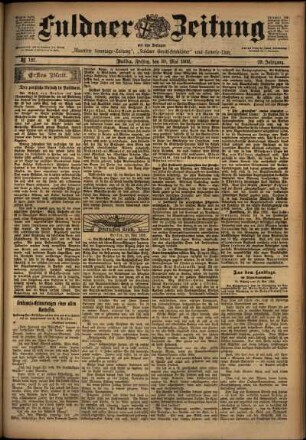 Erste Ausgabe vom Freitag, den 30. Mai 1902.