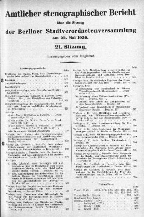 Sitzung 21, 22. Mai 1930
