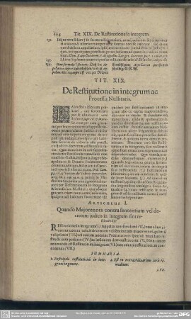 Tit. XIX. De Restitutione in integrum ac Processu Nullitatis