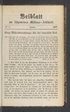 Beiblatt No 1. Januar 1877