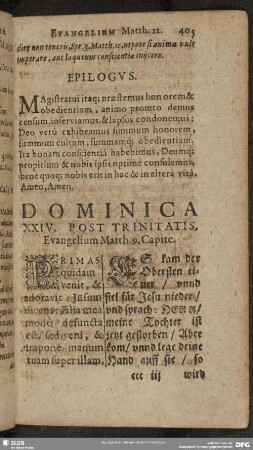 Dominica XXIV. Post Trinitatis, Evangelium Matth. 9. Capite