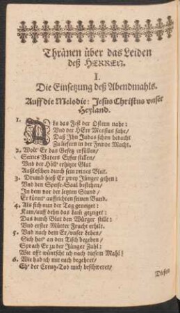 Thränen über das Leiden deß Herren. I. - XIX.