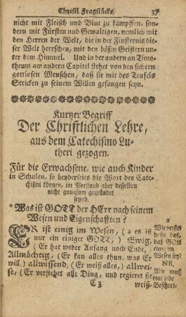Kurtzer Begriff Der Christlichen Lehre, aus dem Catechismo Lutheri gezogen