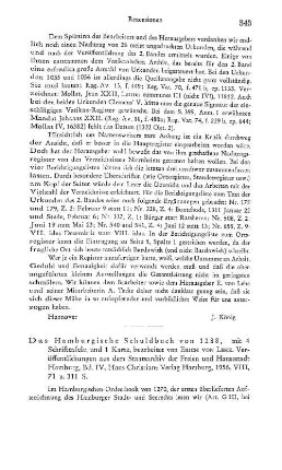 Das Hamburgische Schuldbuch von 1288, bearb. von Erich von Lehe, (Veröffentlichungen aus dem Staatsarchiv der Freien und Hansestadt Hamburg, 4) : Hamburg, Christians, 1956