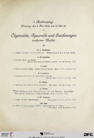 Ölgemälde, Aquarelle und Zeichnungen moderner Meister (Nr. 1-176)