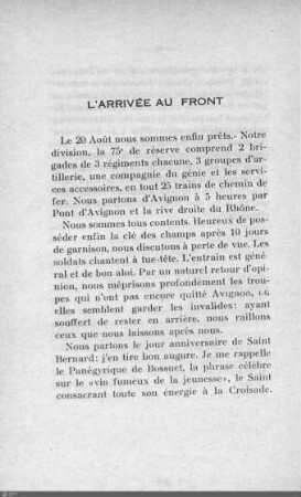 L'arrivée au front