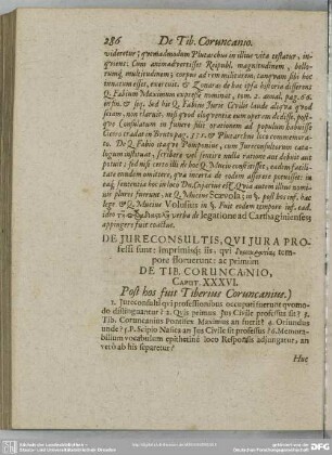 De Tib. Coruncainio, Caput XXXVI. Post hos fuit Tiberius Coruncanius