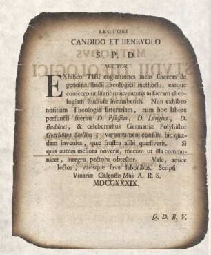 Lectori Candido Et Benevolo