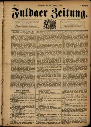 Ausgabe vom Samstag, den 11. Januar 1890.