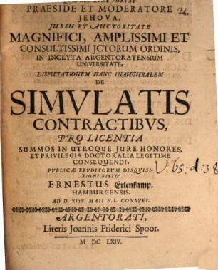 Disp. hanc inaug. de simulatis contractibus