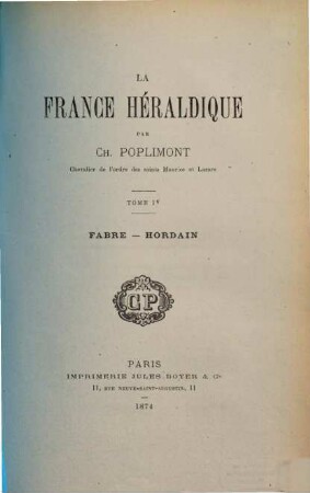 La France héraldique par Ch. Poplimont, 4