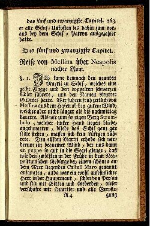 Das fünf und zwanzigste Capitel. Reise von Messina über Neapolis nacher Rom.