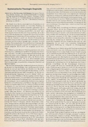 383-385 [Rezension] Scheld, Stefan, Die Christologie Emil Brunners