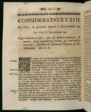254-263, CONSIDERATIO XXXIII. De Vita, & glorioso Agone S. Bartholomaei Ap.