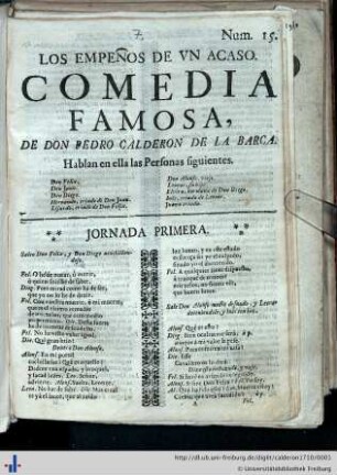 Los empeños de un acaso : comedia famosa