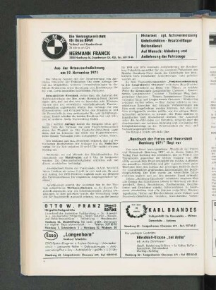 Aus der Ortsausschußsitzung am 19. November 1971