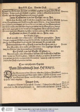Das vierzehende Capitel. Von Abendmahl des Herren